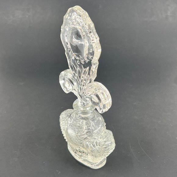 Vtg LE Smith Co Perfume Bottle Beaded Medallion Fleur de Lis Vanity 40s - Picture 2 of 16